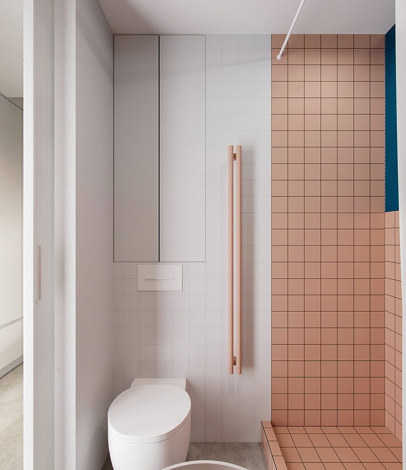 Phòng tắm màu pastel trong thiết kế nội thất giá rẻ
