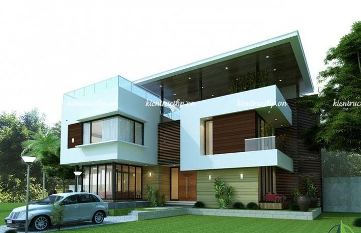 Biệt thự Hiện đại hình chữ L chuẩn phong thủy
